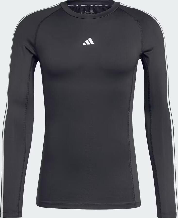 Adidas TECHFIT Compression Training 3-Stripes Longsleeve Zwart- Heren Zwart - Foto 2