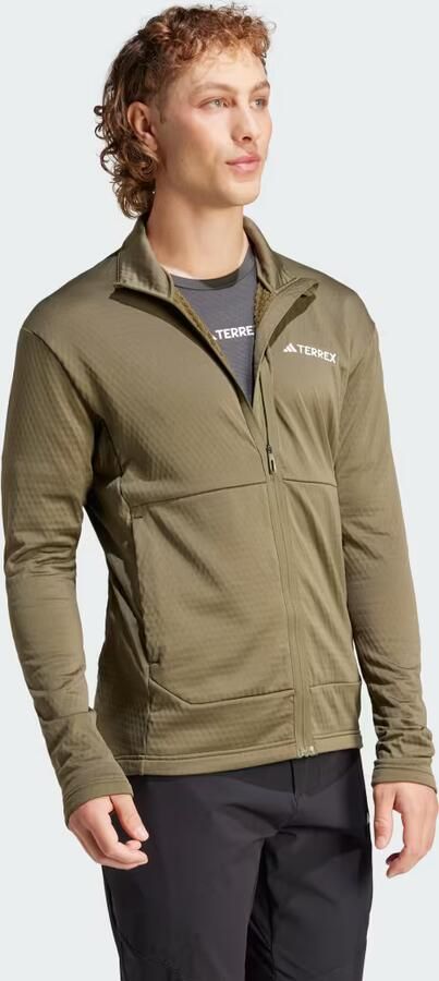 Adidas Licht Fleece Volledige Rits Terrex Jas Green Heren - Foto 5