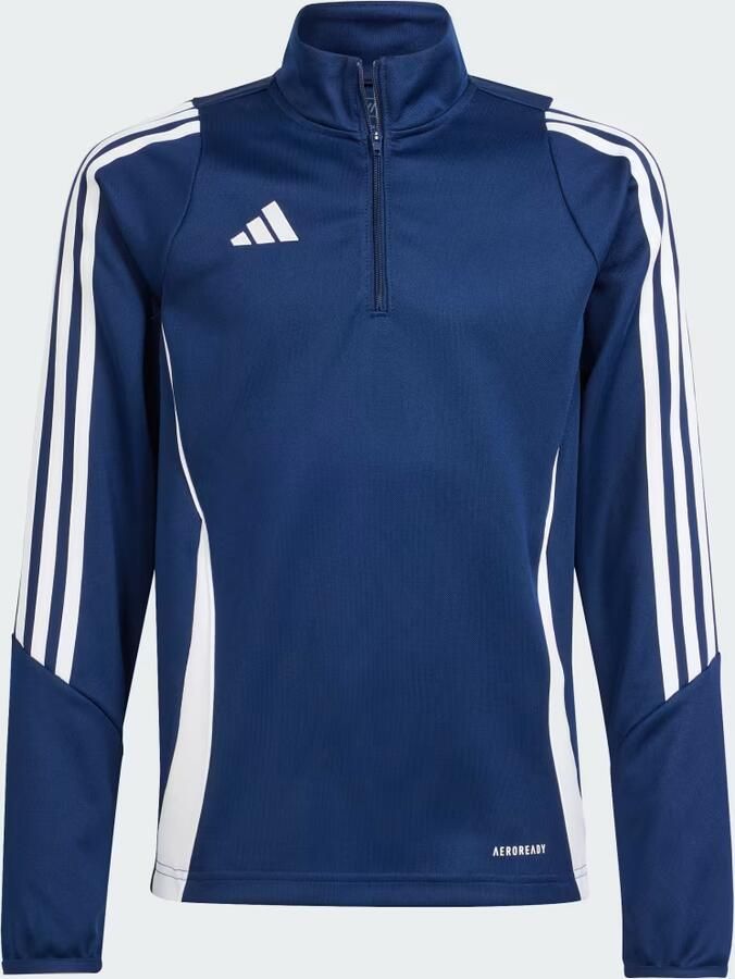 Adidas Perfor ce Junior voetbalsweater TIRO 24 donkerblauw wit Sportsweater Polyester Opstaande kraag 140