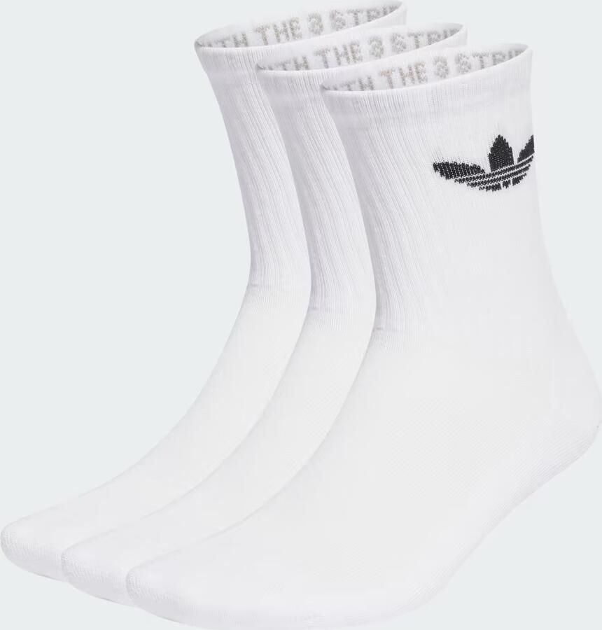Adidas Originals adicolor Trefoil Crew Socks (3 Pack) Unisex Sokken wit Maat 43-45 Kleding - Foto 3