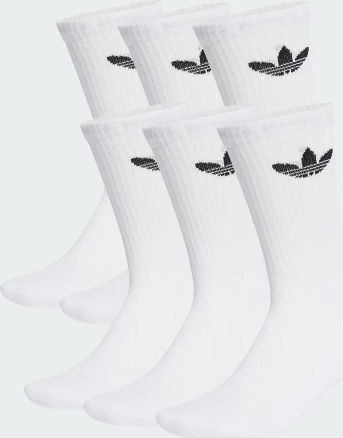 Adidas Originals 6 PACK Trefoil Cushion Crew Socks Unisex Sokken wit Maat 43-45 Kleding - Foto 4