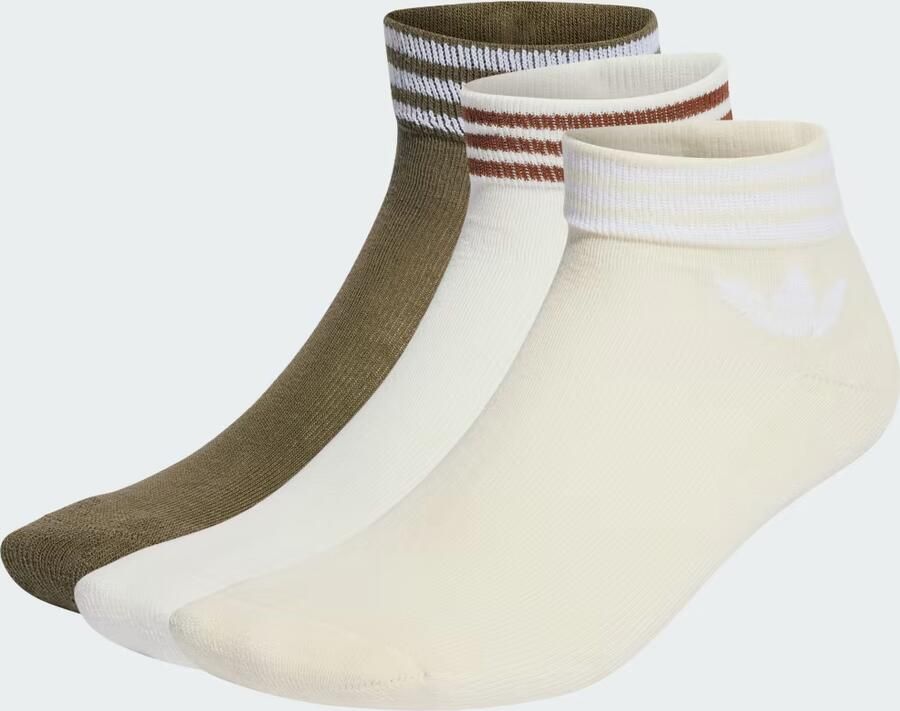 Adidas Originals Adicolor Trefoil Ankle Sokken (3 Pack) Middellang wonder white olive strata cloud white maat: 35-38 beschikbare maaten:35