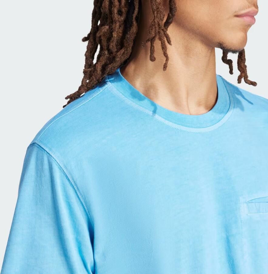 Adidas Trefoil Essentials + Dye Pocket T-shirt Blauw- Heren Blauw