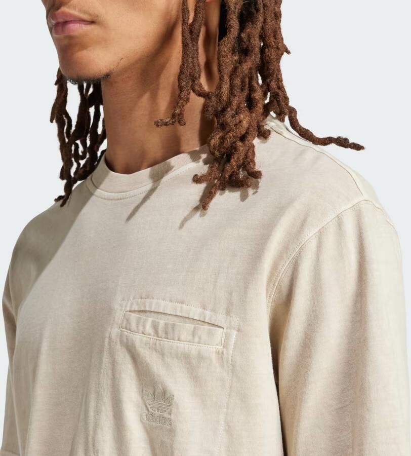 Adidas Trefoil Essentials + Dye Pocket T-shirt Beige- Heren Beige - Foto 2