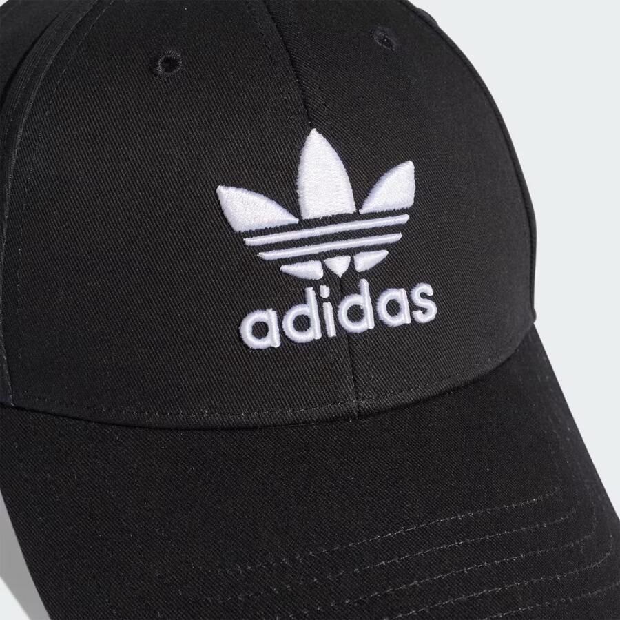 Adidas Originals Zwarte Katoenen Baseballpet met Oversized Trefoil Logo Black Unisex