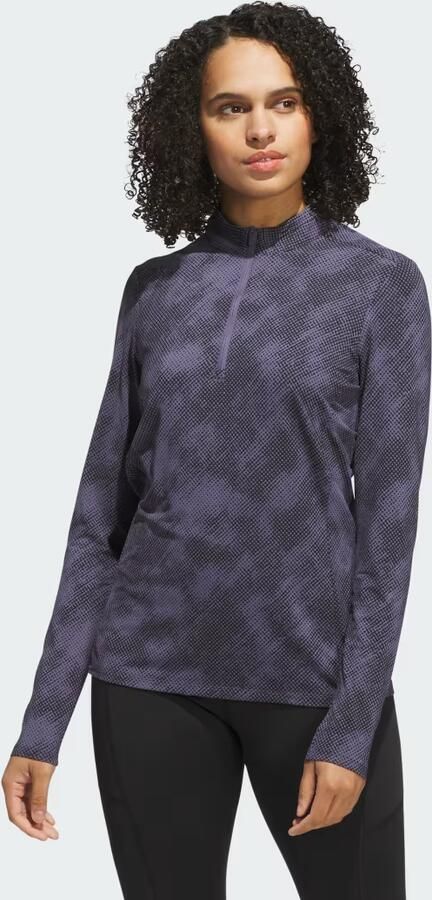 Adidas Ultimate365 Printed Quarter-Zip Mock Neck Top