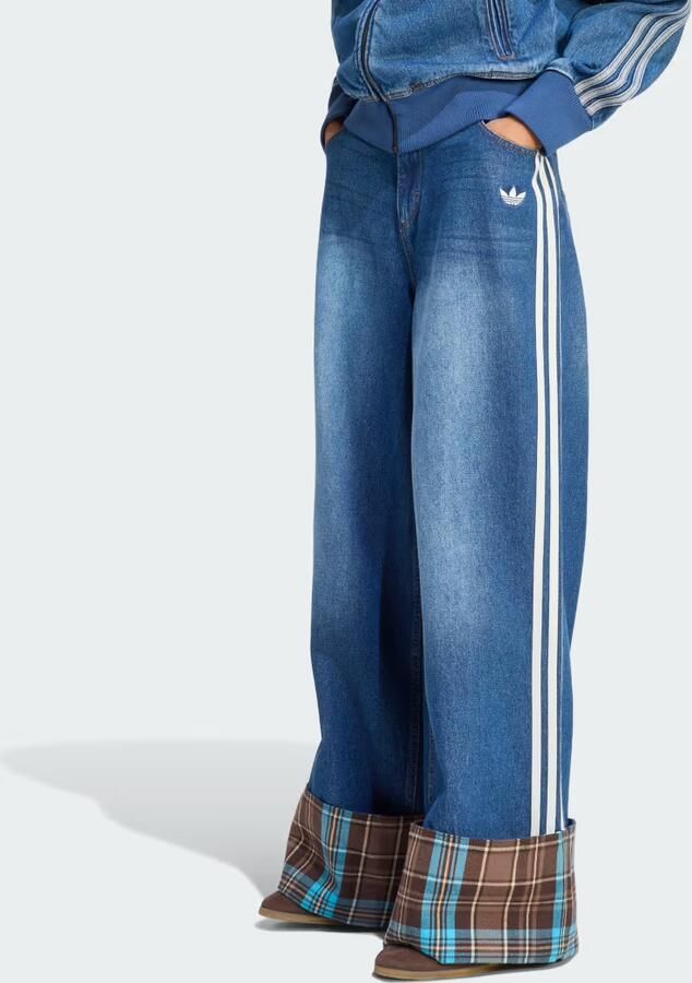 Adidas VINTAGE JEANS MET WIJDE PIJPEN EN GERUITE NAAD