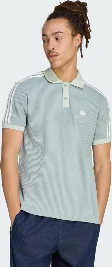 Adidas Originals 3-Stripes Waffle Knit Polo Shirt Groen- Heren Groen - Foto 4