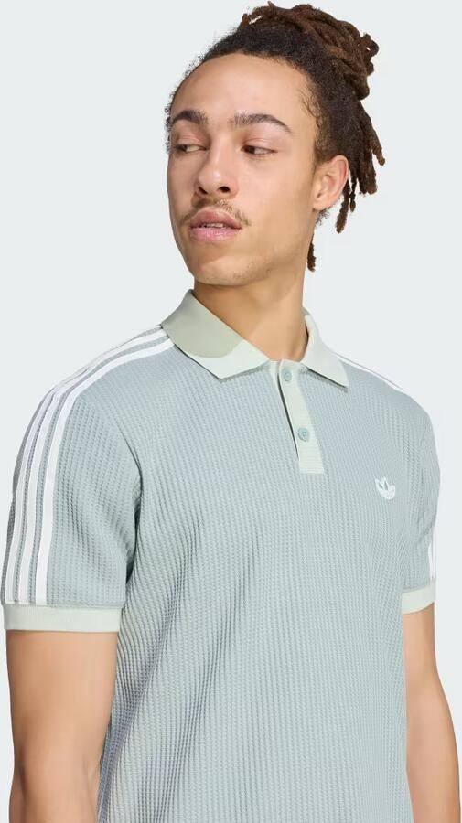 Adidas Originals 3-Stripes Waffle Knit Polo Shirt Groen- Heren Groen - Foto 6