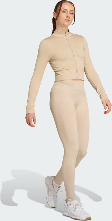 Adidas Seamless Full Zip Top Beige- Dames Beige - Foto 6