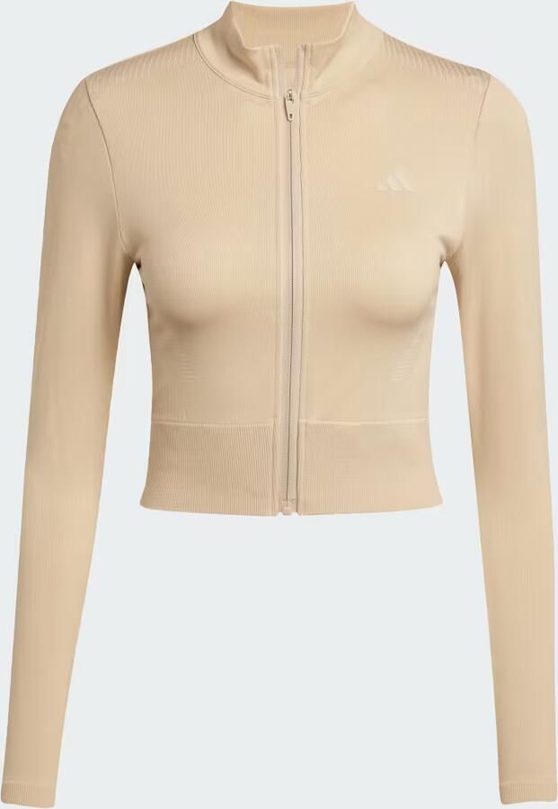 Adidas Seamless Full Zip Top Beige- Dames Beige - Foto 4