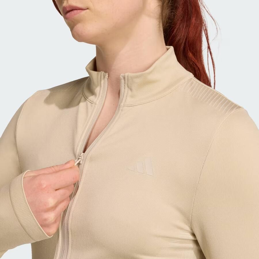 Adidas Seamless Full Zip Top Beige- Dames Beige