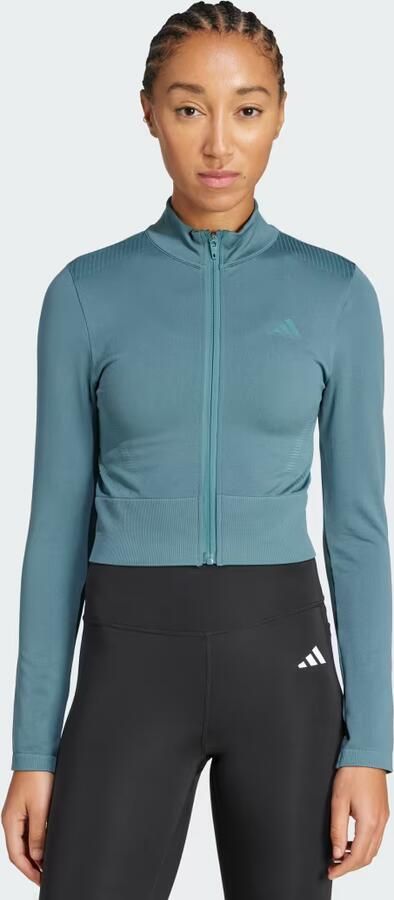 Adidas Seamless Full Zip Top Groen- Dames Groen - Foto 7