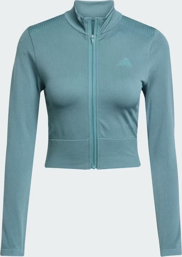 Adidas Seamless Full Zip Top Groen- Dames Groen - Foto 4