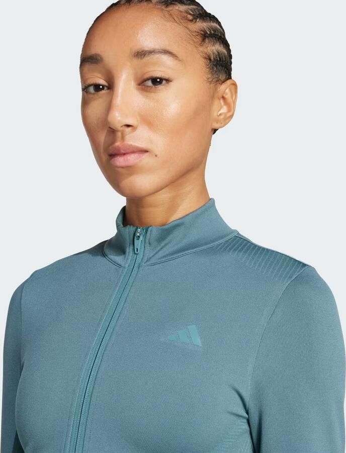 Adidas Seamless Full Zip Top Groen- Dames Groen - Foto 3