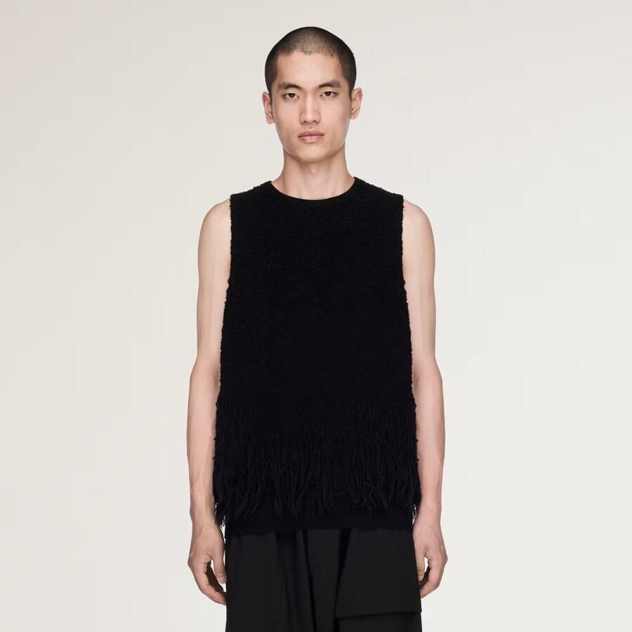 Adidas Y-3 KNITTED 3 STRIPES FRINGY SPENCER