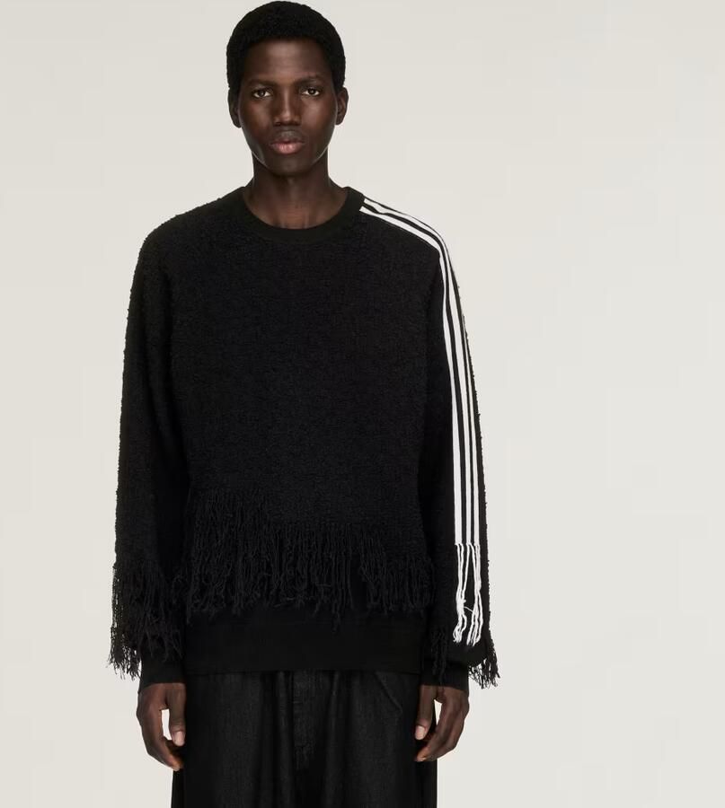 Adidas Y-3 Knitted 3-Stripes Fringy Sweater
