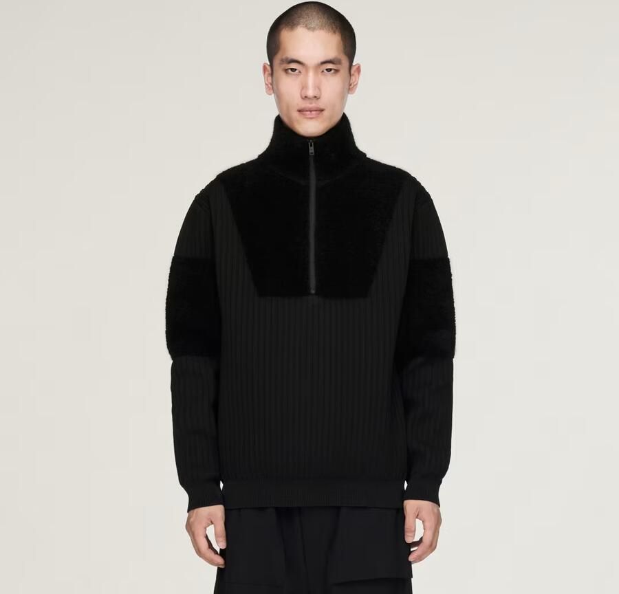 Adidas Y-3 KNITTED PANEL BLOCKED HALF ZIP Sweatshirt