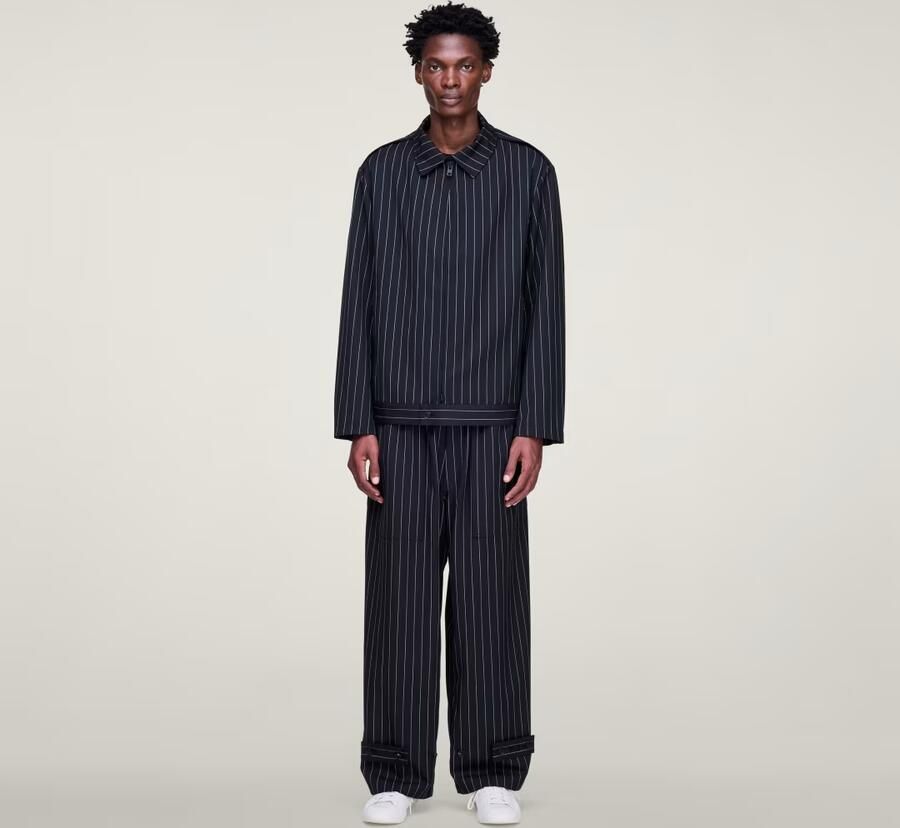 Adidas Y-3 Pinstripe Refined Wool Broek met Wijde Pijpen