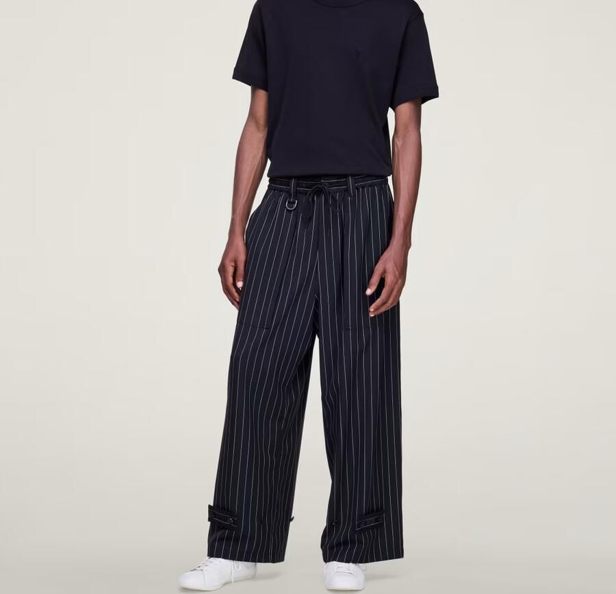 Adidas Y-3 Pinstripe Refined Wool Broek met Wijde Pijpen - Foto 2