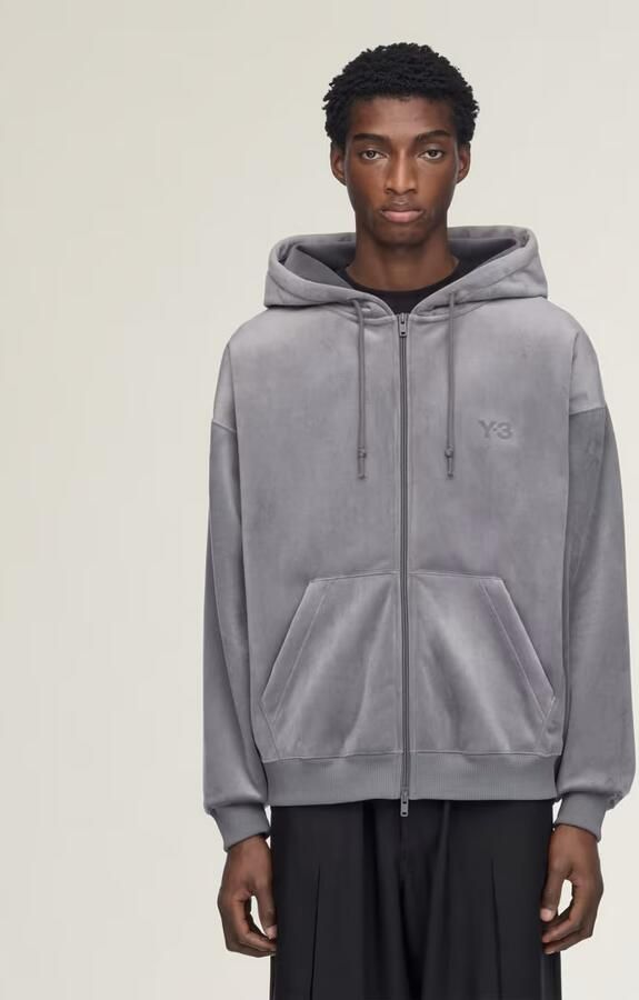 Adidas Y-3 RIBFLUWELEN HOODIE MET LANGE RITSSLUITING