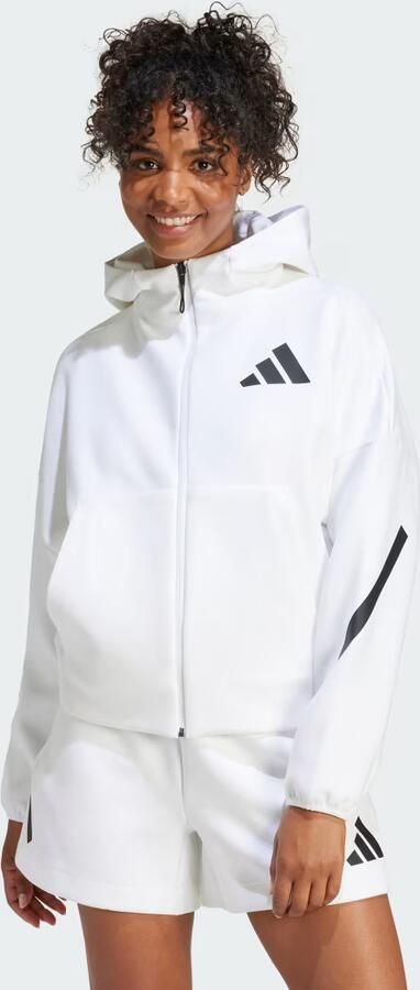Adidas Witte Zip-Through Hoodie voor Vrouwen White Dames - Foto 6