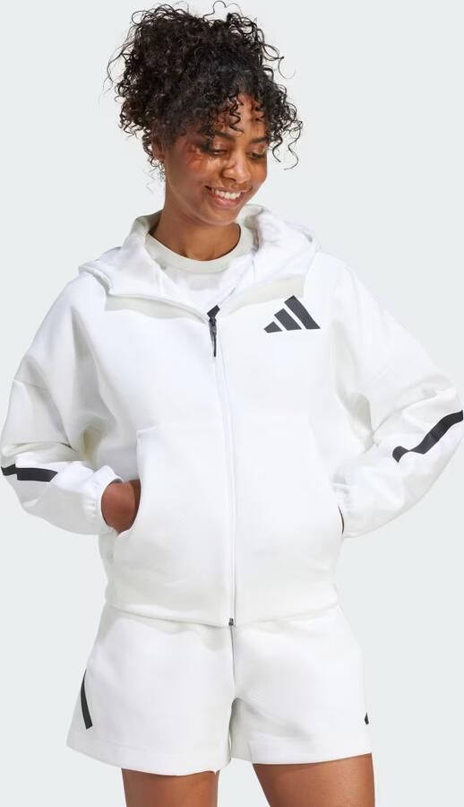 Adidas Witte Zip-Through Hoodie voor Vrouwen White Dames - Foto 4