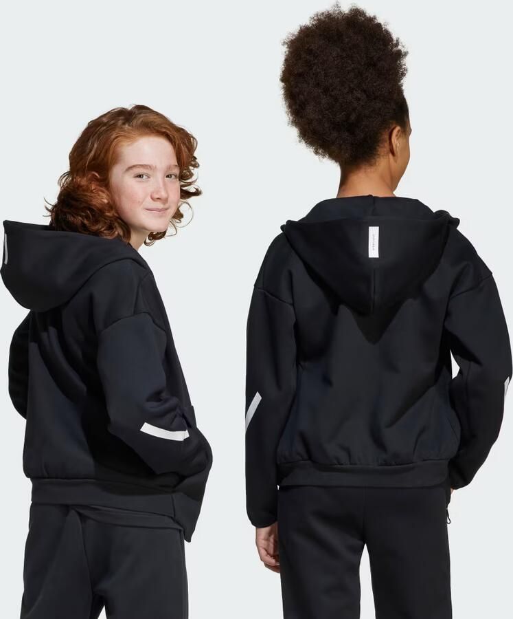 Adidas Z.N.E. Trainingsjack met Capuchon en Lange Rits Kids Zwart
