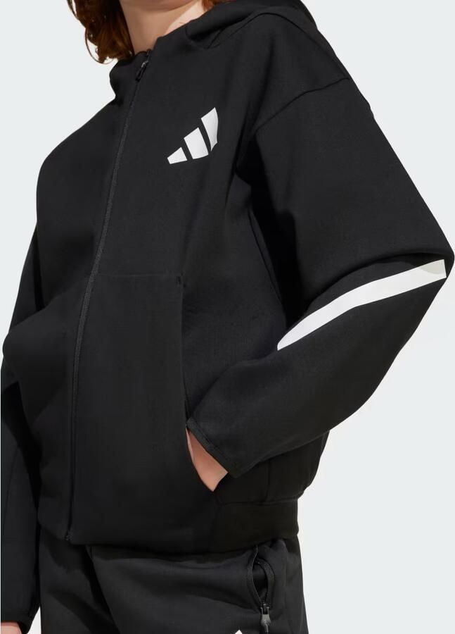 Adidas Z.N.E. Trainingsjack met Capuchon en Lange Rits Kids Zwart - Foto 4