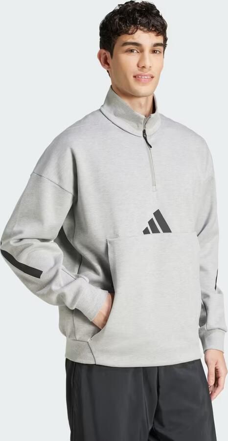 Adidas Z.N.E. Sweatshirt met Korte Rits Grijs- Heren Grijs - Foto 4