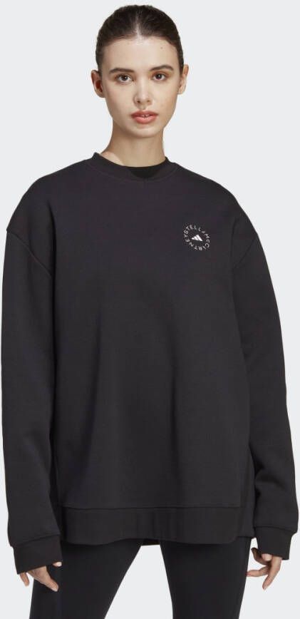 Adidas by stella mccartney Stijlvolle Sweatshirts met Geribbelde Manchetten en Logo Print Black Dames