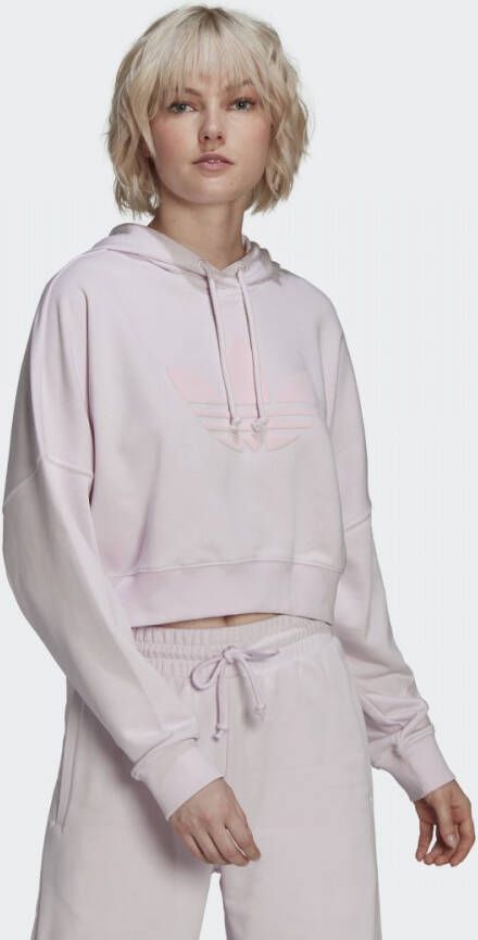 Adidas Originals Dames; Sweatshirt bijgesneden hoodie Hu1608 Roze Dames