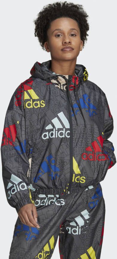 Adidas Sportswear Essentials Multi-Colored Logo Loose Fit Windjack