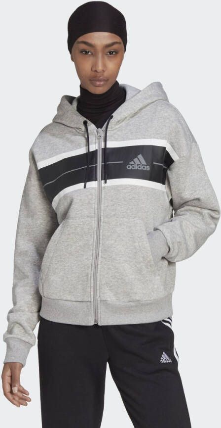 Adidas Sportswear Essentials Pinstripe Block Fleece Loose Fit Ritshoodie