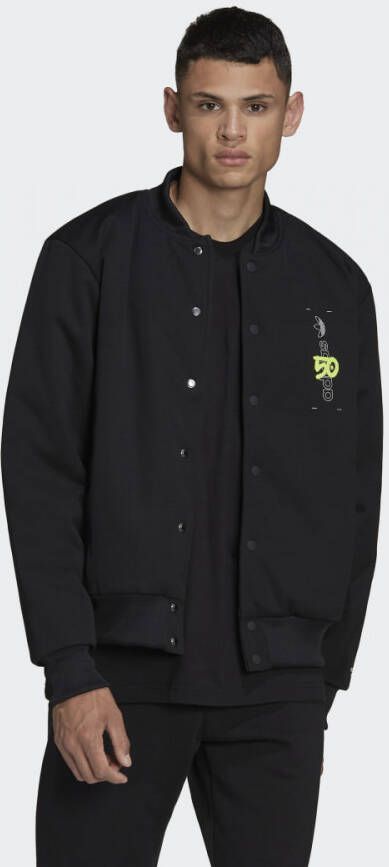 Adidas Originals Grafisch achter mannen; Jacket de klaverproil Vrct -jas Hc7122 Zwart Heren