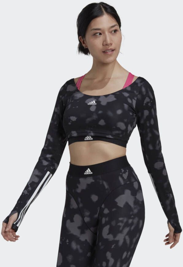 Adidas Performance Trainingsshirt HYPERGLAM CUT 3-STREIFEN LONG SLEEVE CROP-TOP