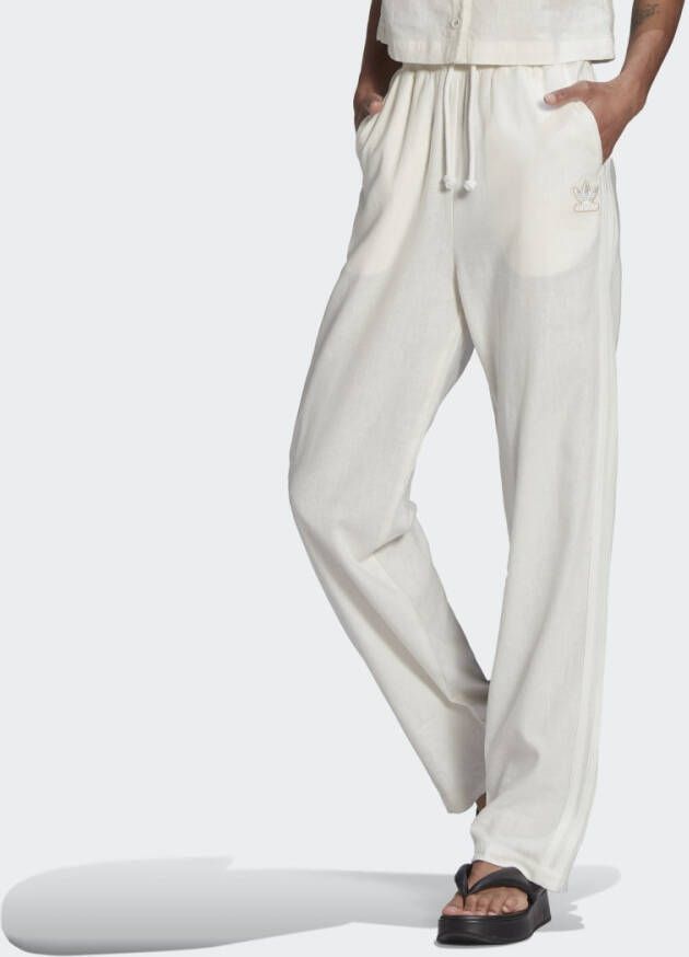 Adidas Linnen Wijde Pijp Broek White Dames