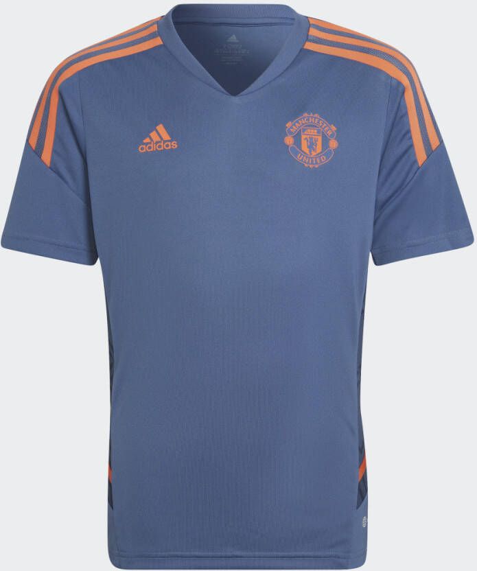 Adidas chester united condivo 22 trainingsshirt 22 23 blauw oranje kinderen