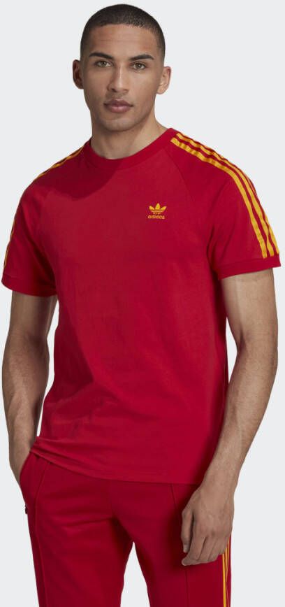 Adidas Originals T-shirt met 3 strepen Rood Heren