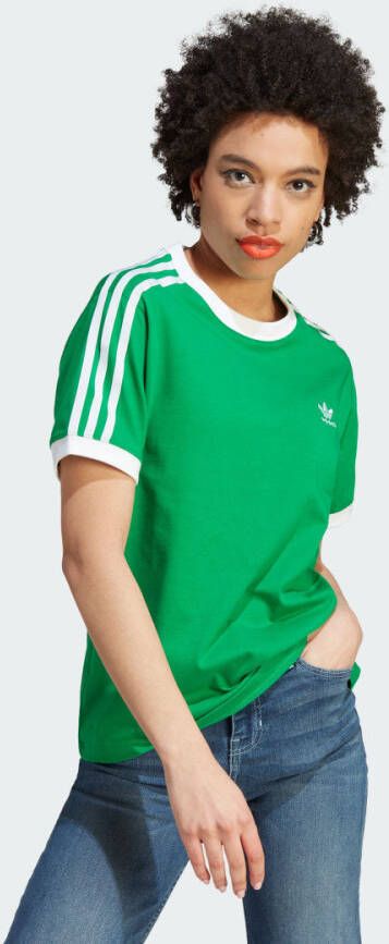 Adidas Originals Groene sportieve dames T-shirt met 3 strepen Green Dames