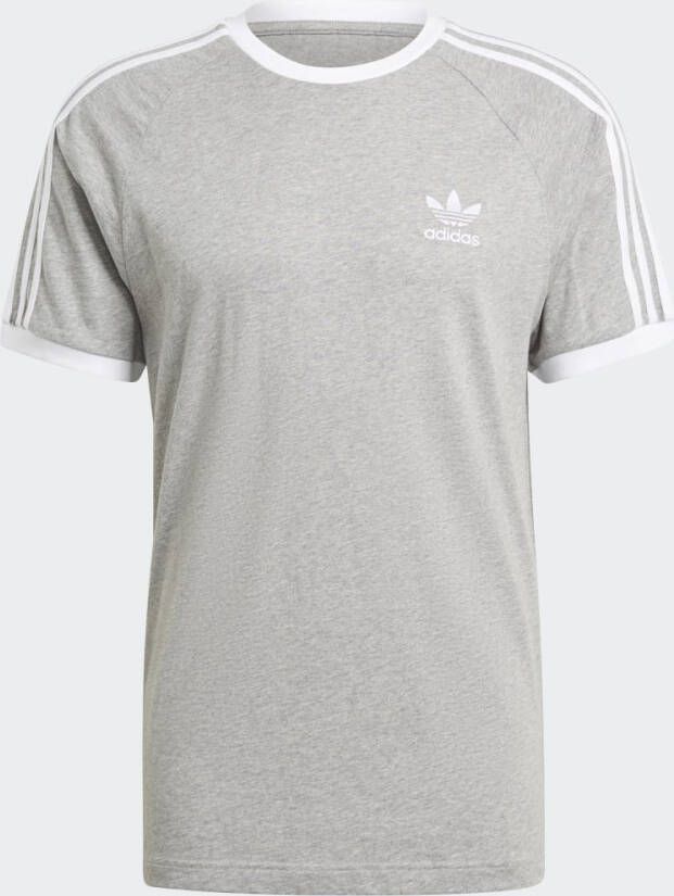 Adidas Originals Grijze Heren Sport T-Shirt met Logo Borduursel en 3-Stripes Gray Heren