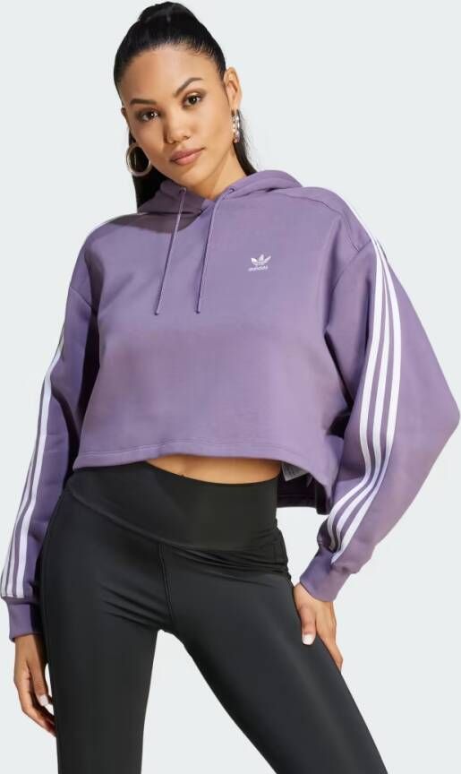 Adidas Originals Adicolor 3-streifen Cropped Hoodie Hoodies Dames shadow violet maat: S M beschikbare maaten:S M L XL