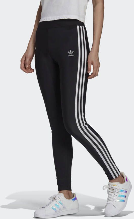 Adidas Zwarte Leggings met Elastische Tailleband en 3 Strepen Black Dames