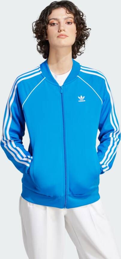 Adidas Originals Blauwe Dames Sweater met Volledige Rits Blauw Dames