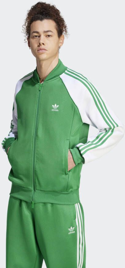 Adidas Originals Groene Zip-Up Sweatshirt met Colorblock Mouwen Green Heren