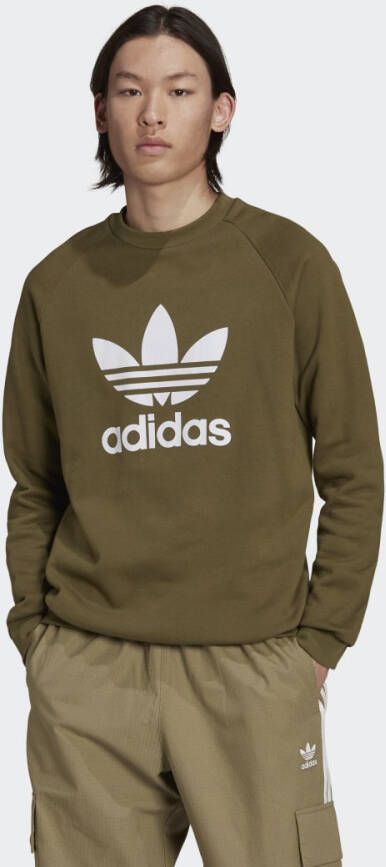 Adidas Klassieke Trefoil Crewneck Sweatshirt Olijf Wit Green Heren