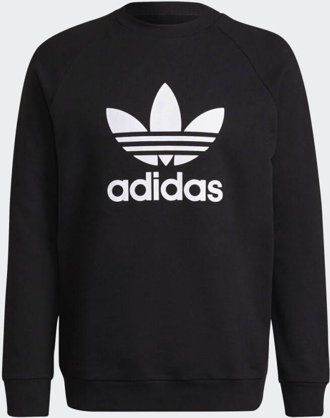 Adidas Originals Zwart Crewneck Sweatshirt met Contrasterende Trefoil Print Black Heren