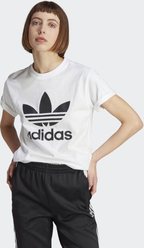 Adidas Originals Witte Logo Trifoglio T-Shirt White Dames