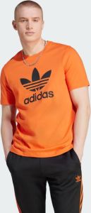 Adidas Originals Oranje Geribbelde Crew Neck T-Shirt voor Heren Oranje Heren