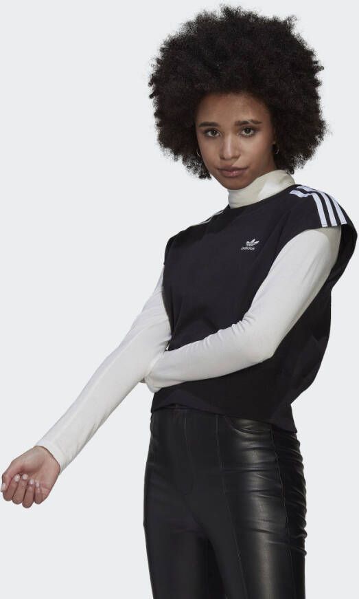 Adidas Originals Stijlvolle T-shirt met tailleband Black Dames
